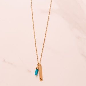 Cactus plate necklace with turquoise